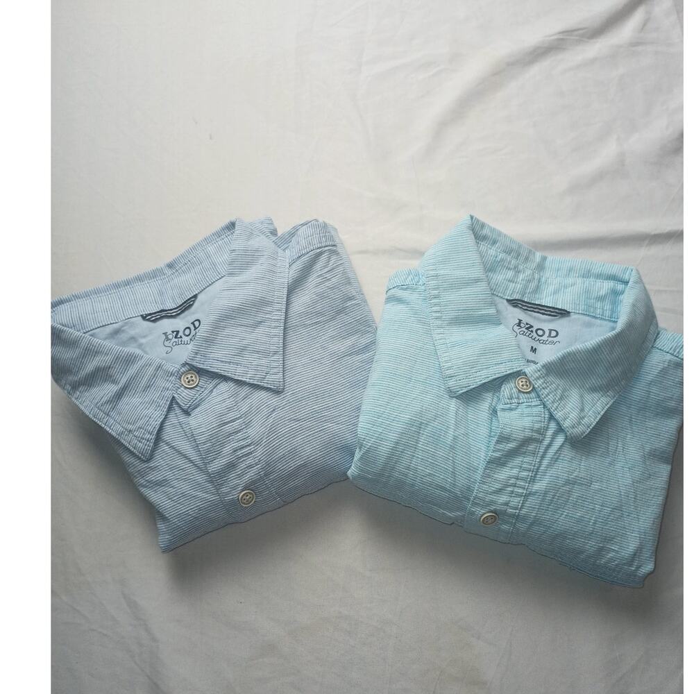 Izod Saltwater Mens Relaxed Classics Button-Up Shirt Blue Lot of 2 Mens Medium